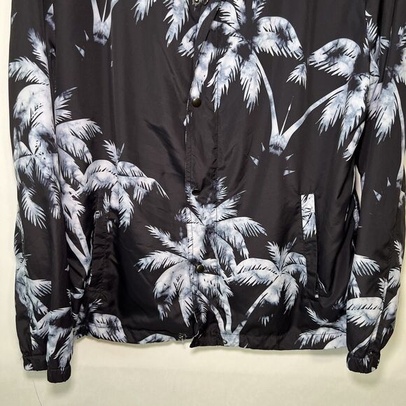 Forever 21 Men Full Zip Hooded Windbreaker Jacket Mens Size Medium Blue Tropical - Picture 3 of 13